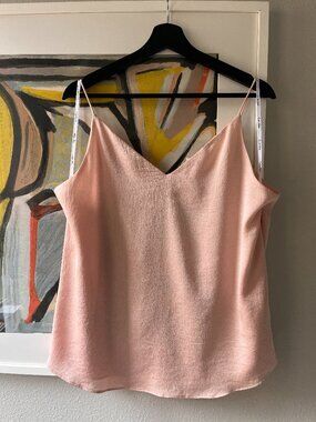 NWT Calvin Klein Blush Pink Spaghetti Strap Double V-Neck Tank Top L